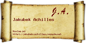 Jakubek Achilles névjegykártya